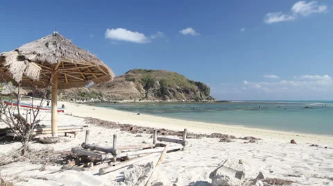 A deserted beach on the ocean Stock Footage 34640532