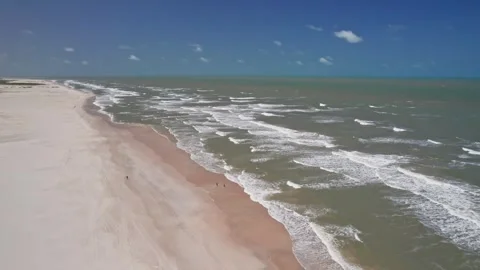 Deserted Beach Ocean Waves Aerial View - Barreirinhas, Brazil Stock Footage 331517456