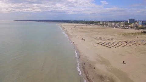 Deserted beach panoramic view, aerial shot Stock Footage 86507622