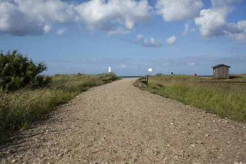 Deserted beach path in summer Stock Photos