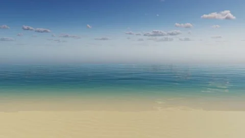 Deserted beach, sea and clouds in summer. Stock Footage 237474382