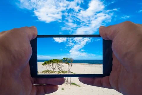 Deserted beach in summer Stock Photos