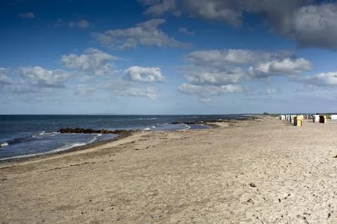Deserted beach in summer Stock Photos