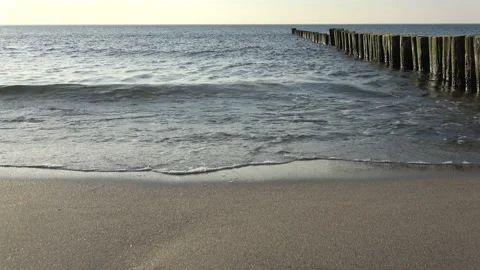 Deserted beach of warnemuende with audio (2) Stock Footage 131944497