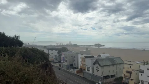 Deserted beachfront road below the bluffs, Santa Monica Video stock 345265744