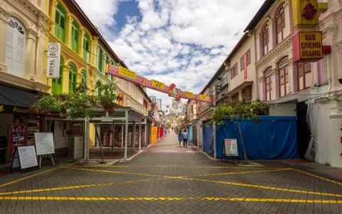 Deserted Chinatown Area in Singapore Stock Photos