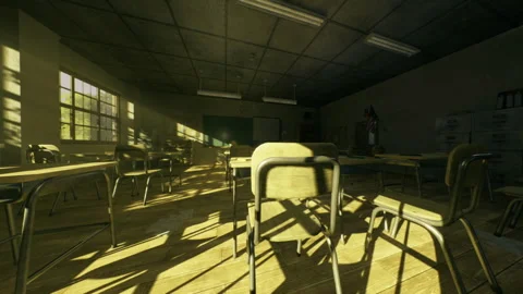 Deserted corridor visible through open doorway with dramatic lighting Stock Footage 341566181