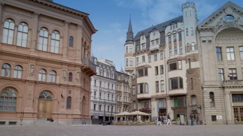 Deserted Dome Square in Riga, Latvia. Europe is in danger. Stock Footage 309553507