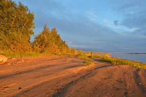 Deserted evening landscape. Stock Photos