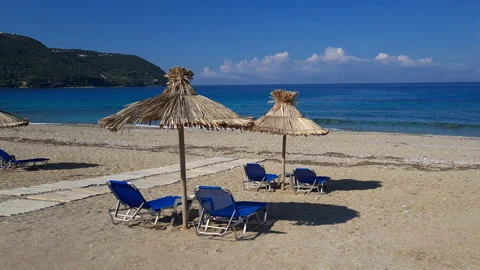 A deserted holiday beach. Stock Footage 220103355