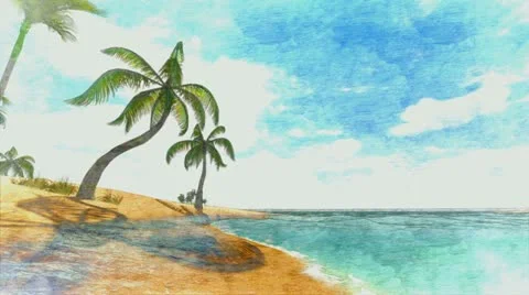 Deserted Island paint Vídeos de archivo 12726081