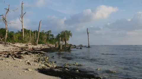 Deserted Island Tide Timelapse Stock Footage 56190835