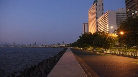 Deserted Marine Drive Stock Footage 129626022