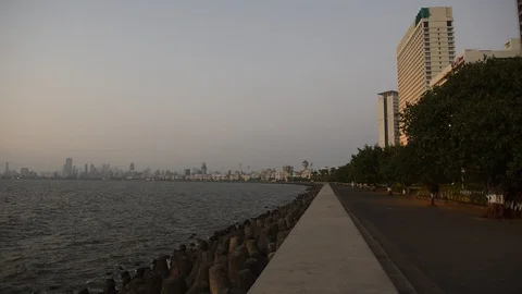 Deserted Marine Drive Stock Footage 129668071