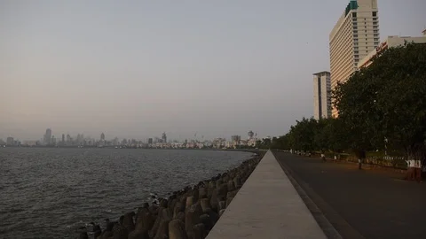 Deserted Marine Drive Video stock 129668096