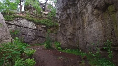 Deserted path between high rocks Stock-Footage 74321995