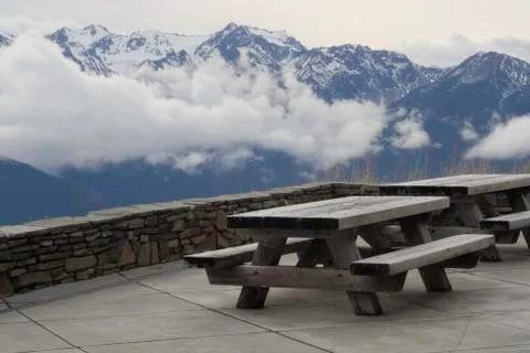 Deserted picnic bench Stock Photos