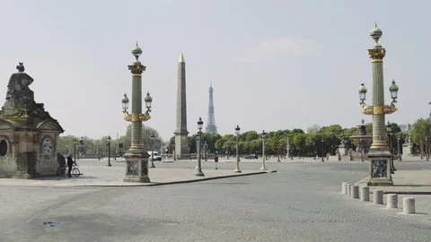 Deserted Place Concorde during coronavirus quarantine 4K Stock Footage 128384012
