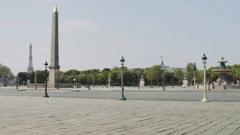 Deserted Place Concorde during coronavirus quarantine 4K Stock Footage 128384068