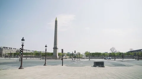 Deserted Place Concorde during coronavirus quarantine 4K Stock Footage 128384119