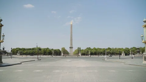 Deserted Place Concorde during coronavirus quarantine 4K Stock Footage 128384217
