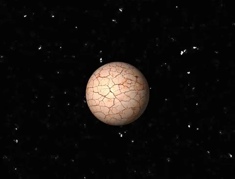 Deserted planet with a cracked surface on blinking stars motion background. Stock Footage 156591874