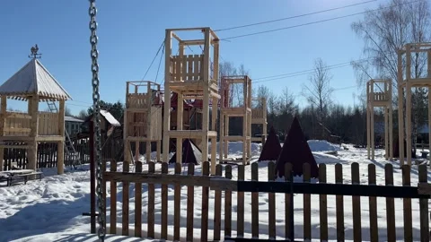 Deserted playground in winter Stock Footage 172093255