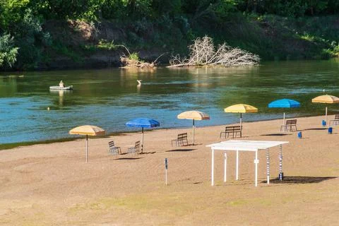 A deserted river beach Stock Photos