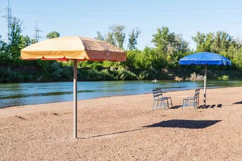 A deserted river beach Stock Photos