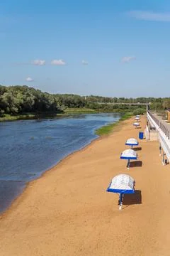 A deserted river beach Stock Photos