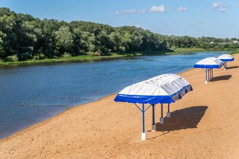 A deserted river beach Stock Photos