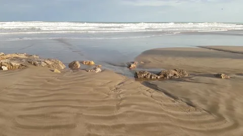 Deserted sandy beach after storm Stock Footage 170069223