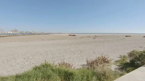 Deserted sandy beach in autumn Stock Footage 166600579