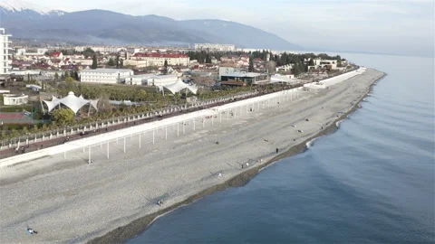 A deserted seashore in cool spring Stock Footage 134738527