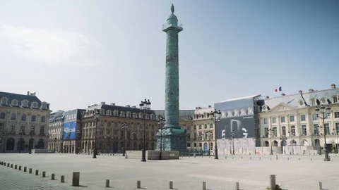 Deserted Vendome square during coronavirus quarantine 4K 스톡 동영상 128385896