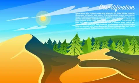 Desertification Forests. Climate change. Environmental pollution. Global problem Stock Illustration