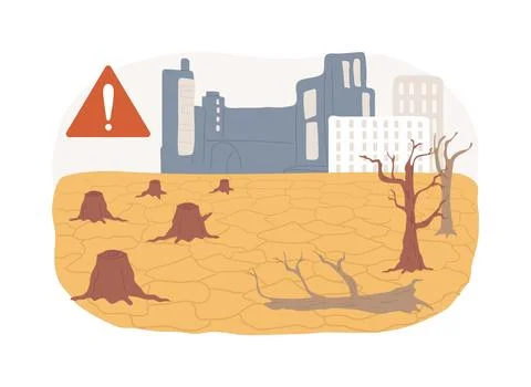 Desertification isolated concept vector illustration. Illustrazione stock