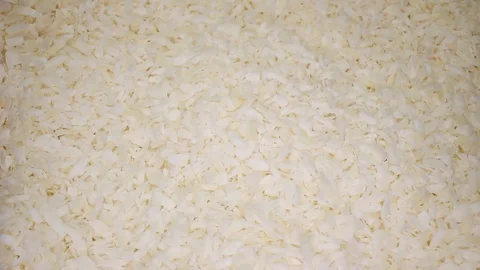 Desiccated Coconut Closeup Texture on Rotating Plate Stock Footage 113197608