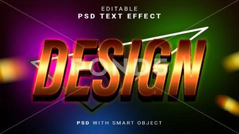 Design 3d Text Effect Editable PSD Modello PSD