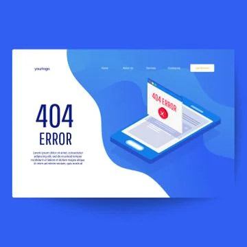 Design 404 error on website page. Template for web page with 404 error Stock Illustration