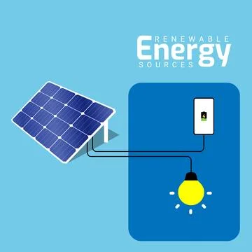 Design about solar panel energy, renewable energy resources Stock Illustration