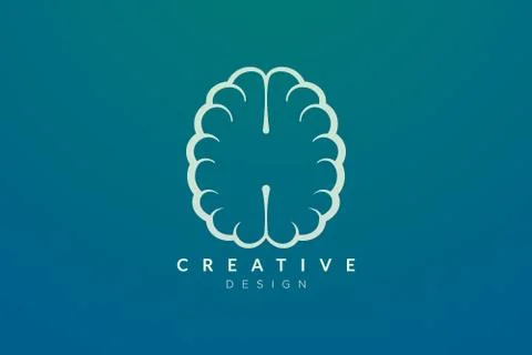 Design abstract brain shape logo with technology style. Simple and modern vec Stock Illustration