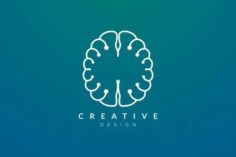 Design abstract brain shape logo with technology style. Simple and modern vec Stock Illustration