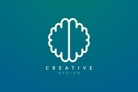 Design abstract brain shape logo with technology style. Simple and modern vec Stock Illustration