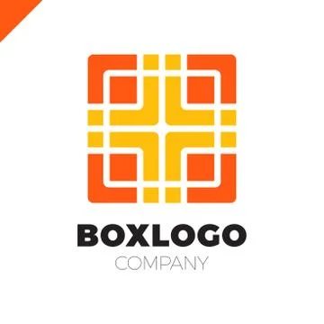 Design abstract square logo element with medical cross in middle. Crushing .. Stock Illustration