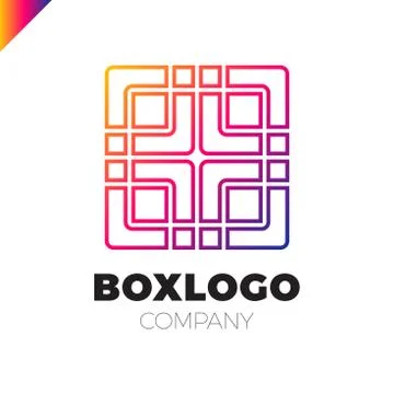 Design abstract square logo element with medical cross in middle. Crushing .. Stock Illustration