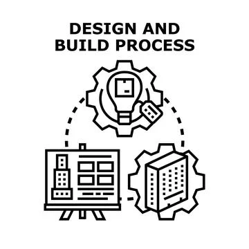 Design and build process creating a new building product Stock Illustration