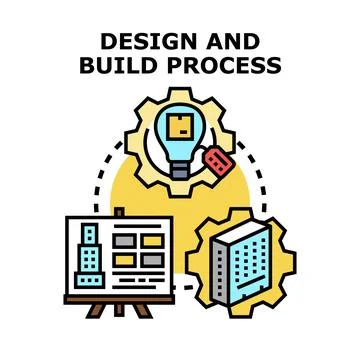 Design and build process creating a new building product Stock Illustration
