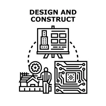 Design and construct concept for engineering development Stock Illustration