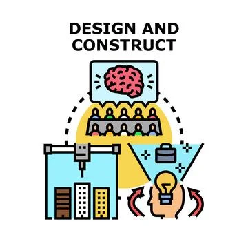 Design and construct process diagram concept Stock Illustration